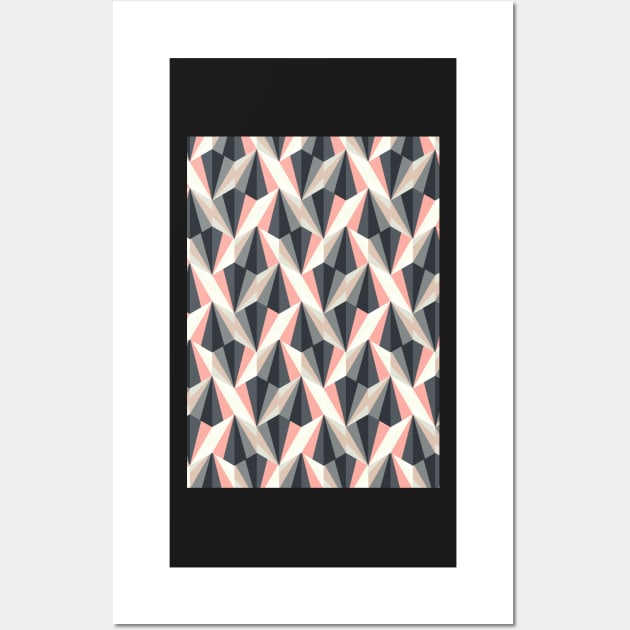 Abstract Pattern - Coral & Grey Wall Art by Blue-Banana